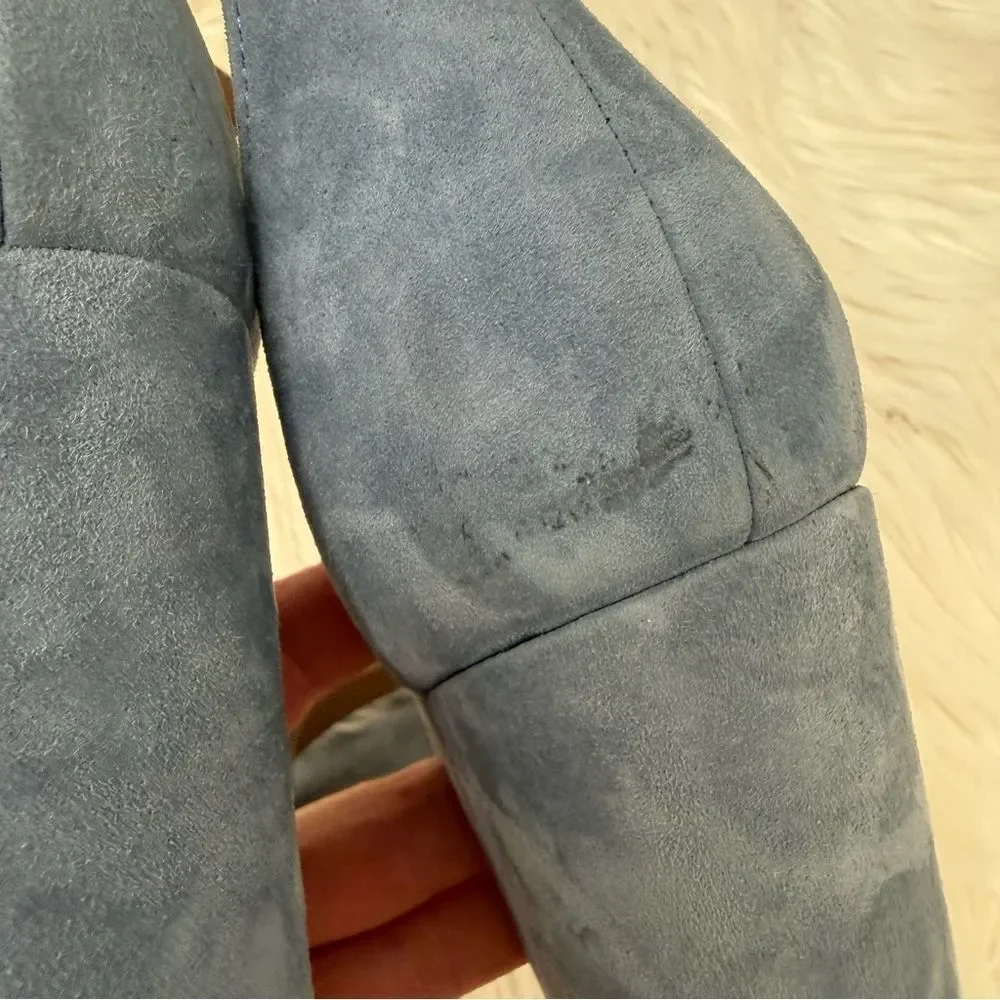 Steve Madden Blue Suede Chunky Heeled Sandals - Size 8